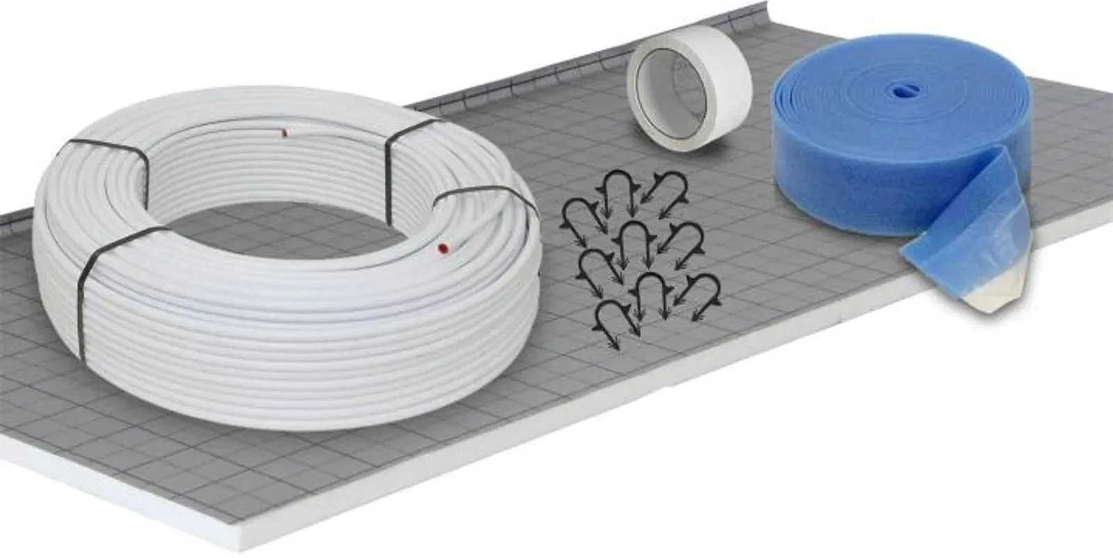 50 m2 Set Tackersystem Faltplatte 35 mm WLG 045 16x2 Alu-Verbundrohr Raster 10 cm + Zubehör