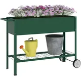 Outsunny Hochbeet mit Rädern, Regal Kräuterbeet Pflanzenbeet Metall für Garten, Balkon Grün 109 x 44 x 80 cm