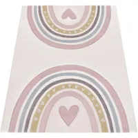 Paco Home Kinderteppich Junge Mädchen Regenbogen Herz Creme Rosa 160x230 cm