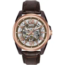 BULOVA HerrenArmbanduhr Analog Automatik Leder 98A165
