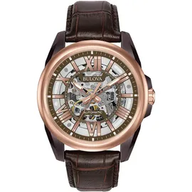 BULOVA HerrenArmbanduhr Analog Automatik Leder 98A165