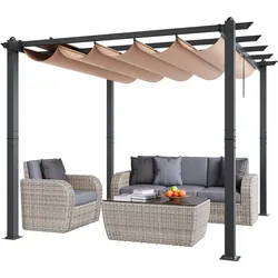 VEVOR Pavillon Gartenzelt Outdoor Pergola Sonnenschutzdach 2,97x2,97x2,3m Beige