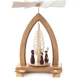 DREGENO Pyramide natur mit Kurrende, für Kerzen, von DREGENO SEIFFEN 25 cm – Original erzgebirgische Handarbeit