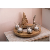 Wohnando Dekokranz Weihnachtskranz aus Holz mit 4 Teelichtern, auch als Adventskranz braun