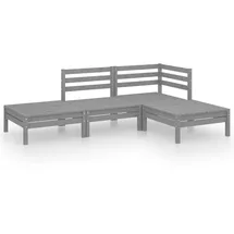 vidaXL 4-tlg. Garten-Lounge-Set Grau Massivholz Kiefer