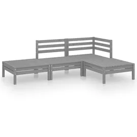 vidaXL 4-tlg. Garten-Lounge-Set Grau Massivholz Kiefer