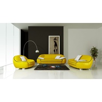 JVmoebel Sofa Ledersofa Couch Sofagarnitur 3+2 Sitzer Design Modern gelb