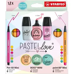 Stifte-Set  STABILO Pastellove Set  18er Pack - Fineliner, Premium-Filzstifte & Textmarker