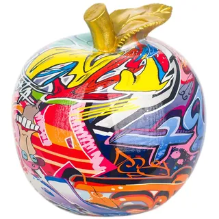 ROCKING GIFTS Harz-Apfel Dekofigur mit Buntem Graffiti-Druck, originelle Deko für Eingangshalle, Wohnzimmer, 14 cm
