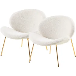 Polsterstuhl KAYOOM "Stuhl Jaden 125 2er-Set, im angesagten Stoff mit dem Kräusel-Effekt", gold (beige, gold), B:73,5cm H:76cm T:75cm, 100% Polyester-Bouclu00e9, Sperrholz, Schaumstoff Gestell:100% Eisen, Stühle, Ästhetisch minimalistisches Design, Bouclé Stoff, breites Sitzen
