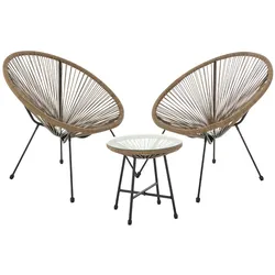 SVITA BALI Balkon Möbel Set Lounge Garnitur Relax Egg-Chair Flecht-Design Braun