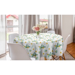 Abakuhaus Tischdecke Kreis Tischdecke Abdeckung für Esszimmer Küche Dekoration, Zitronen Zitrusfrüchte und Blätter grün