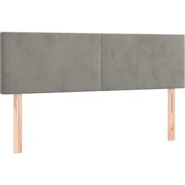 vidaXL Boxspringbett mit Matratze & LED Hellgrau 140x200 cm Samt