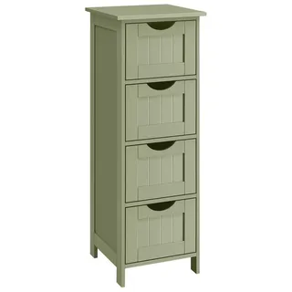 VASAGLE Badezimmerschrank 4 Schubladen 30 x 30 x 82 cm, lorbeergrün