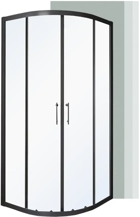 Spirit Clear 80x80x180 cm gebogene Duschkabine ohne Duschwanne schwarz