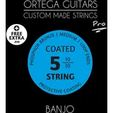 Ortega Guitars Banjo Saiten – Satz für 5-Saitiges Banjo, Medium – Custom Made Strings Pro Series – Extra Saite, Loop Ends – Stahl/Phosphor Bronze (BJP-5)