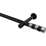 Interdeco GARDINENSTANGE Prestige Mavell 600 cm (geteilt in 3 x 200 cm), 1-läufig (ohne Ringe), 20 mm Ø Schwarz