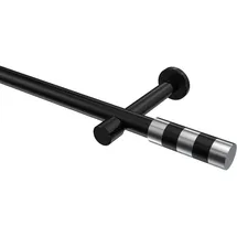 Interdeco GARDINENSTANGE Prestige Mavell 600 cm (geteilt in 3 x 200 cm), 1-läufig (ohne Ringe), 20 mm Ø Schwarz