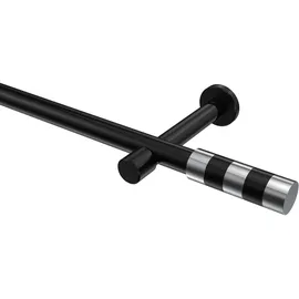 Interdeco GARDINENSTANGE Prestige Mavell 600 cm (geteilt in 3 x 200 cm), 1-läufig (ohne Ringe), 20 mm Ø Schwarz