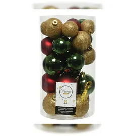 Christmas Decorations 30 Weihnachtskugeln Kunststoff 4-6cm Mix Set Christbaumkugeln Glitzer Grün Champagner