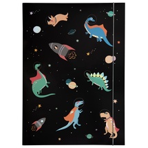 Folia 69015 - Sammelmappe A3 Hot Foil Space Dinos, aus stabilem Karton mit Gummiband