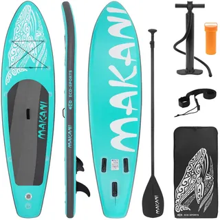 ECD Germany Aufblasbares Stand Up Paddle Board Makani Paddelboard aufblasbar Türkis Kunststoff, Wasser/Strand/Meer, 80x15x320 cm unisex, Freizeit, Pools und Wasserspaß, Stand