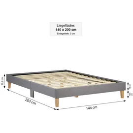 Homestyle4u Polsterbett 140 x 200 cm Grau