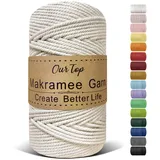 OurTop Premium Makramee Garn Natur, 4mm x 160m Macrame Cord Makramee Schnur Makramee Kordel, Garn für DIY Handwerk, Weben Dekoration, Hängepflanze Pflanze Aufhänger