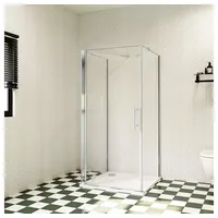 duschspa Komplettdusche ESG U-Duschkabine Schwingtür Glastür Duschtür Drehtür Pendeltür, BxT: 80x70 cm, Einscheibensicherheitsglas, Sicherheitsglas, Set, ebenerdiger Einbau möglich 80 cm x 70 cm