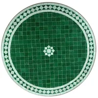 Casa Moro Gartentisch Orientalischer Gartentisch marokkanischer Mosaiktisch Ø 60 cm (mit Gestell, grün-weiß glasiert), Kunsthandwerk aus Marrakesch, Handmade Beistelltisch, MT2051 grün
