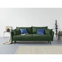 Schlafsofa COLLECTION AB "Asra", grün (flaschengrün, olivegrün), B:228cm H:95cm T:104cm, 100% Polyester, Sofas, Schlafsofa, incl. Bettfunktion und Bettkasten, Seitentasche im Armteil, Federkern
