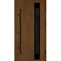 Flügelüberdeckende Aluminium Haustür "PALOMA" 82 mm RC2 BLACKLINE Golden Oak holzähnlich beidseitig außen öffnend DIN rechts