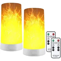 Set Mit 2 Wiederaufladbaren Led-flammenlampen Per Usb, Inklusive Fernbedienung Und Timer, Realistischem, Flackerndem Led-docht Und Magnet.