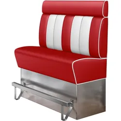 Diner Hochbank | Rot | B:H 180 x 158 cm | Gestreift | Leder | American Diner Möbel, American Hochbank, Thekenbank