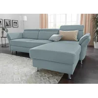 Ecksofa SIT & MORE "Avignon L-Form", blau (aqua), B:259cm H:97cm T:172cm, Flachgewebe (90% Polyester, 10% Polyamid);Luxus-Microfaser (100% Polyester);Struktur (100% Polyester), Sofas, Ecksofa, Kopfteilverstellung, wahlweise mit Bettfunktion und Bettkasten