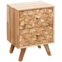 KADIMA DESIGN Handgefertigtes Nachtkästchen aus Massivholz, moderner Landhaus-Stil, 2 Schubladen