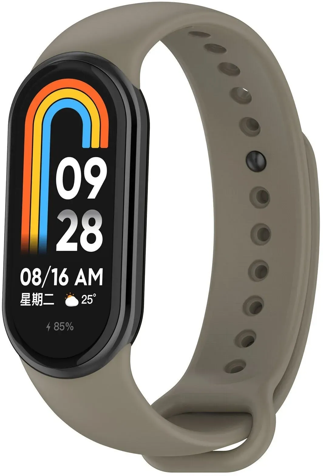 Strap-it Xiaomi Smart Band 9 Armband Silikon für Xiaomi Smart Band 9 - Dunkelgrau - Druckknopf Verschluss