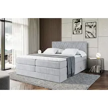 altdecor Boxspringbett LEPARO KING - 160 x 200 - H3/H4 - Hellgrau