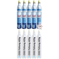 Bluecraft 5 x CO2-Zylinder 425 g 60l inkl. Füllung Kohlensäure für Soda-Stream Wasser-Maxx
