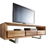 DeLife Live-Edge TV-Lowboard 146 cm 3 Schübe 1 Fach Akazie Natur