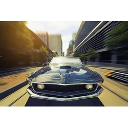 Fototapete PAPERMOON "OLDTIMER-VINTAGE MUSTANG AUTO VINTAGE CARS RACING DEKO", bunt, B:5,00m L:2,80m, Vlies, Tapeten