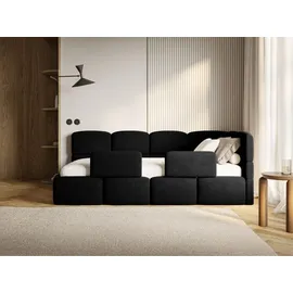 Selsey Cloudy – Kinderbett 120x200, Kopfteil rechts, Matratze & Bettkasten, Samt Schwarz