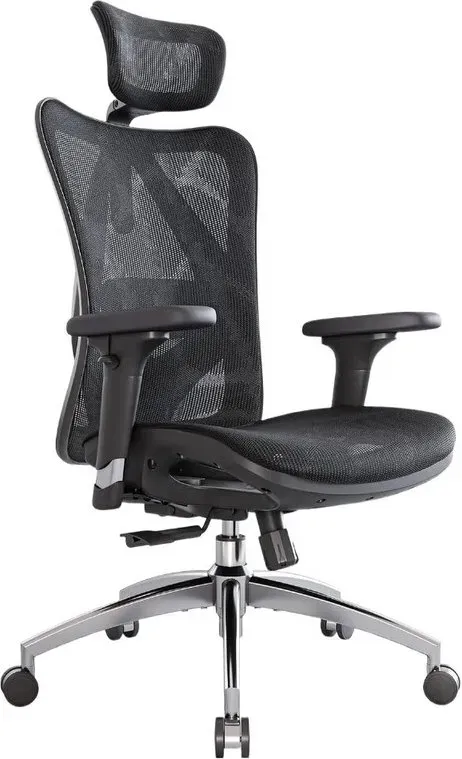 SIHOO M57S ergonomischer Bürostuhl, Netz-Bürostuhl mit verstellbarer Lordosenstütze, 3D-Armlehnen und atmungsaktiver, hochgezogener Rückenlehne (Schwarz)