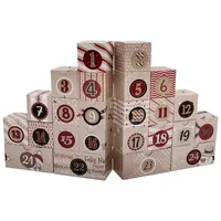 DIY Adventskalender 2024 zum selber Befüllen inkl. 24 Zahlen Aufkleber mit 20 kleinen und 4 großen Schachtel Boxen Basteln für Kinder und Erwachsene - Vintage