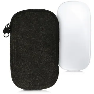 kwmobile Tasche kompatibel mit Apple Magic Mouse 1/2 - Filz Hülle für Computer Maus - Schutzhülle für PC Mouse Dunkelgrau