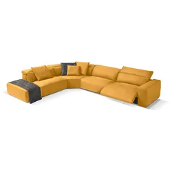 Ecksofa EGOITALIANO "Beverly, extravangantes Designsofa mit erstklassigem Sitzkomfort", gelb, B:378cm H:95cm T:282cm, Sofas, wahlweise mit elektrischer Relaxfunktion, Kopfteilverstellung