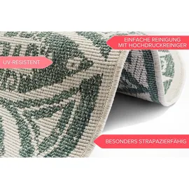 freundin Home Collection Teppich "Lilja Wendeteppich" Gr. 32, beige (creme, grün), H:5mm Ø:200cm, Polypropylen (PP), FREUNDIN HOME COLLECTION, Teppiche, Teppich, In-& Outdoor, beidseitig, Wetterfest, Balkon, Garten, Wohnzimmer