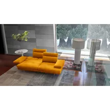 Calia Italia 3,5-Sitzer CALIA ITALIA "Toby Wing, italienisches Designsofa mit erstklassigem Sitzkomfort", gelb (ocra mario), B:228cm H:90cm T:113cm, Mikrofaser mit Nubuk Optik (100% Polyester), Sofas, inklusive Sitztiefenverstellung, Füße in Chrom glänzend