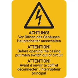 Maschinenkennzeichnung Hauptschalter ausschalten - 37x52 mm Folie selbstklebend
