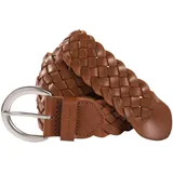 Tom Tailor Flechtgürtel aus echtem Leder im Used-Look, Cognac, 105